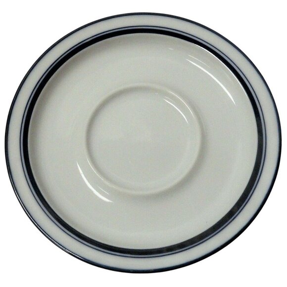 DANSK BISTRO DEMITASSE TEACUP Mug SAUCER Set Cobalt Blue Cream off White Plate - Picture 6 of 7